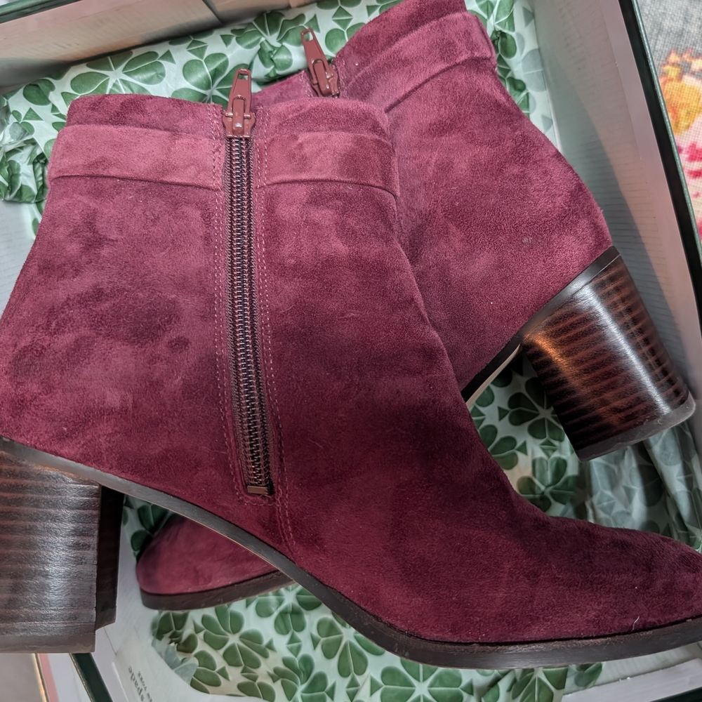 Kate Spade Burgundy Suede Ankle Boots